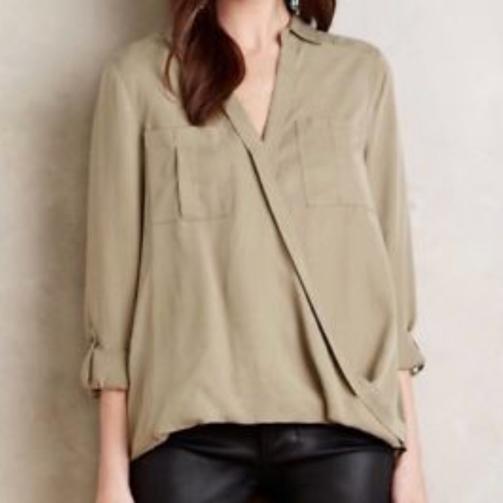 Holding Horses green cross wrap utility blouse